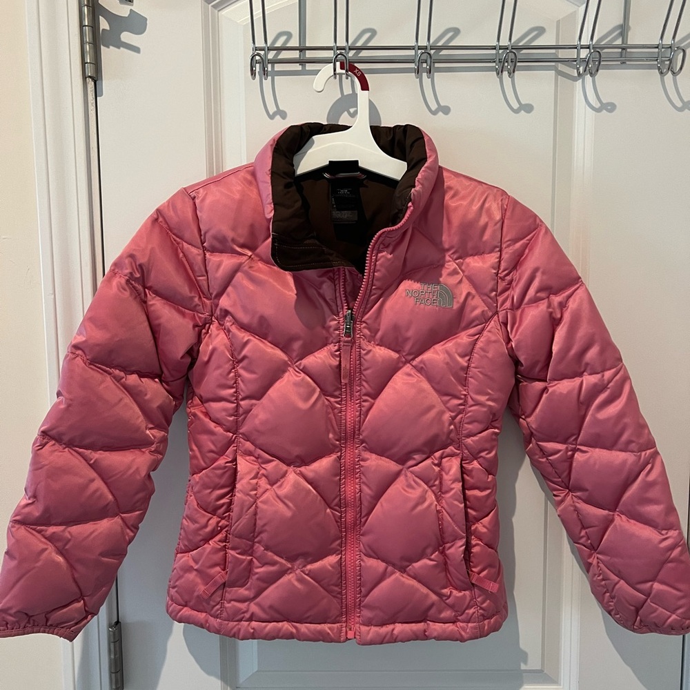 Dusty Pink Quilted Puffer Jacket with High Collar